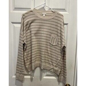 Garnet Hill‎ 100% Pima Cotton Boxy Striped Sweater Lightweight Oversized Large